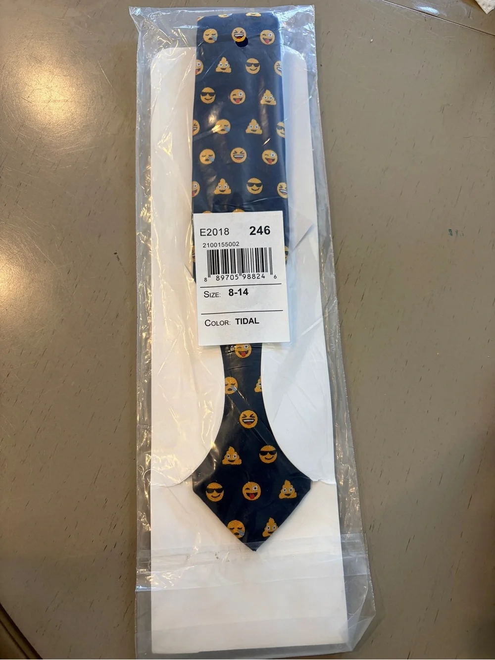 The Children's Place Navy Tie with Yellow Emoji Print
